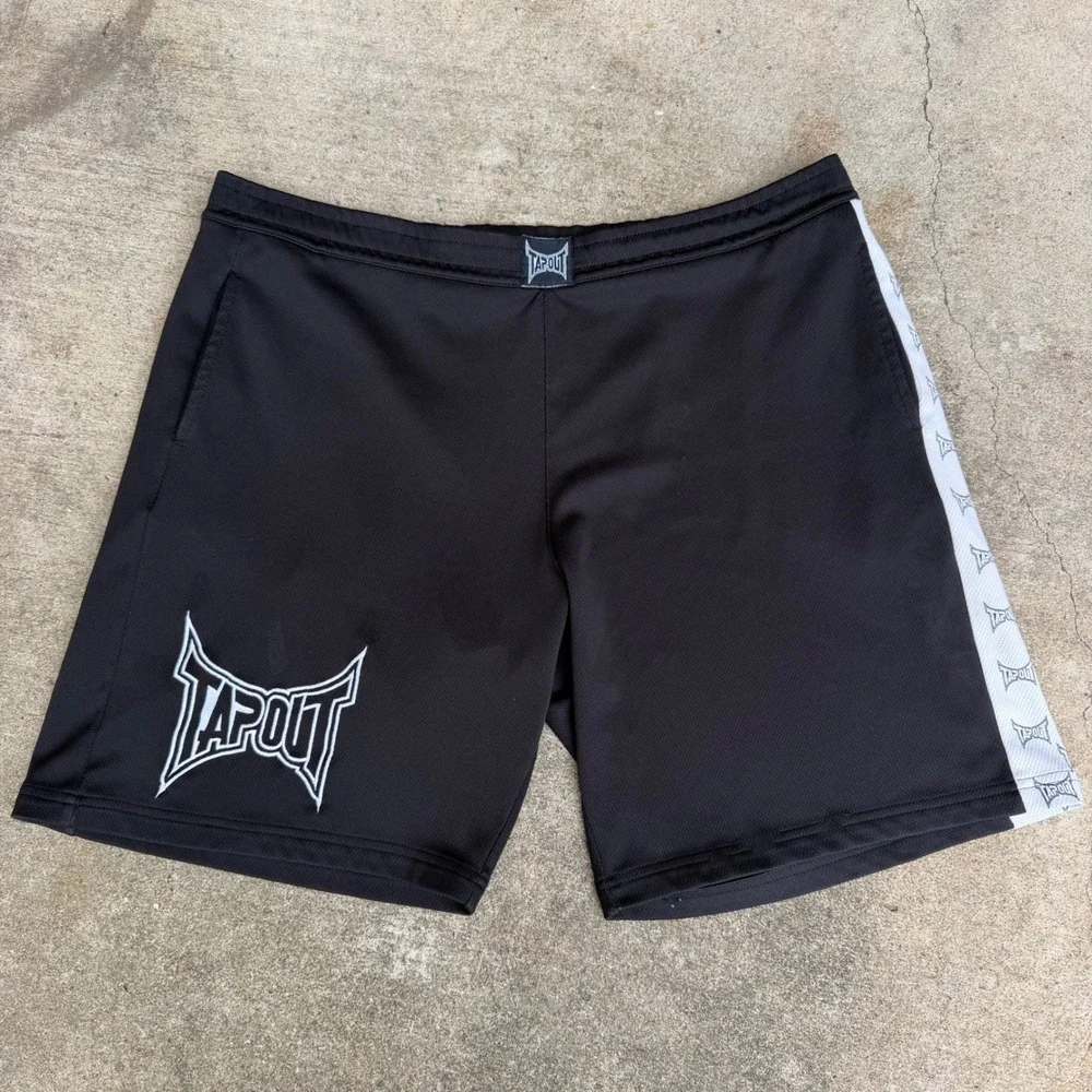 Tapout Mesh Basketball Shorts Mens XL Black White Side Stripe MMA Gym Training